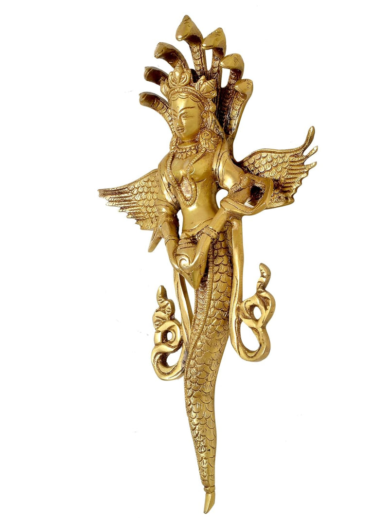 Brass Naga Kanya Statue Brass Idol Statues for Home Decor and Ofice (Height: 14 inches)