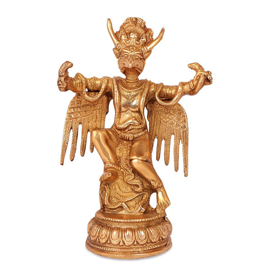 Brass Garuda Vishnu's Vehicle Eagle Murti (Height: 8 Inches)