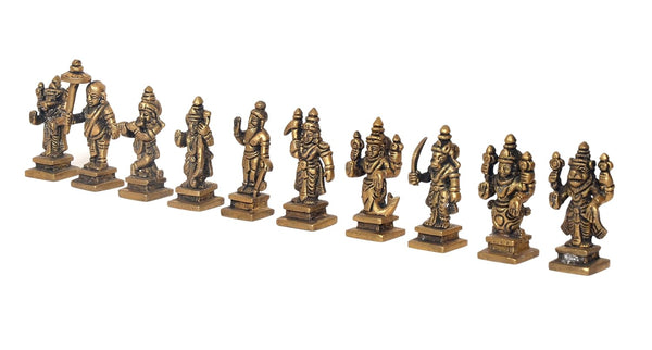 Brass Vishnu Dashavatara Ten Avatars of Vishnu for Home Temple Office Mandir, (Height: 3 Inch) Study Setting