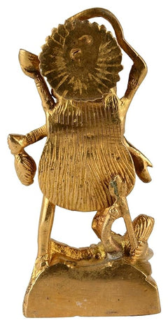 Back view brass Maa Kali statue idol, 8 inch, ornate backplate and flowing dress