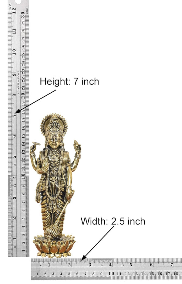 Superfine Brass Lord Vishnu Idol (Height 7 Inch) Entryway Setting