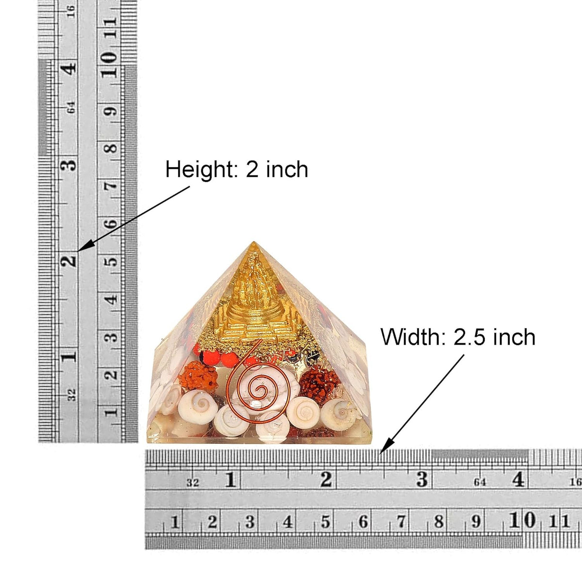 Pyramid Ruler Gomti Chakra Orgonite Pyramid Feng Shui showpiece (Height 2 Inch ...