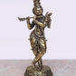 Super Fine Brass Lord Krishna Idol Figurine Sculpture Playing Flute Statue Decorative Showpiece, (Height 4.5 Inch)