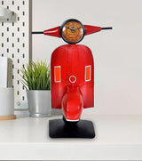 Iron Red scooter table topper with clock face, red body and black base