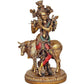 Resin Lord Krishna with Cow Idol Statue | Home Decor | Multicolour | Height 11 Inches