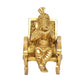 Brass Ganesha Statue Book Reading Turbaned Ganesh Sitting on Chair Sculpture Golden (Height 5 inch)