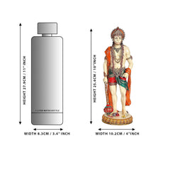 Dimensions for 10 in polyresin Lord Hanuman figurine: height 10 in, width 4 in, depth 4 in