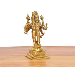 Brass Shri Kaal Batuk Bhairava idol with detailed face and multi-armed pose