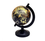 7 inch Political World Globe mit schwarzem Sockel und goldenen Kontinenten