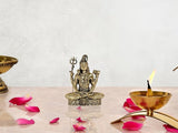 Brass Lord Shiva statue sculpture on ornate base, small 3 inch home decor