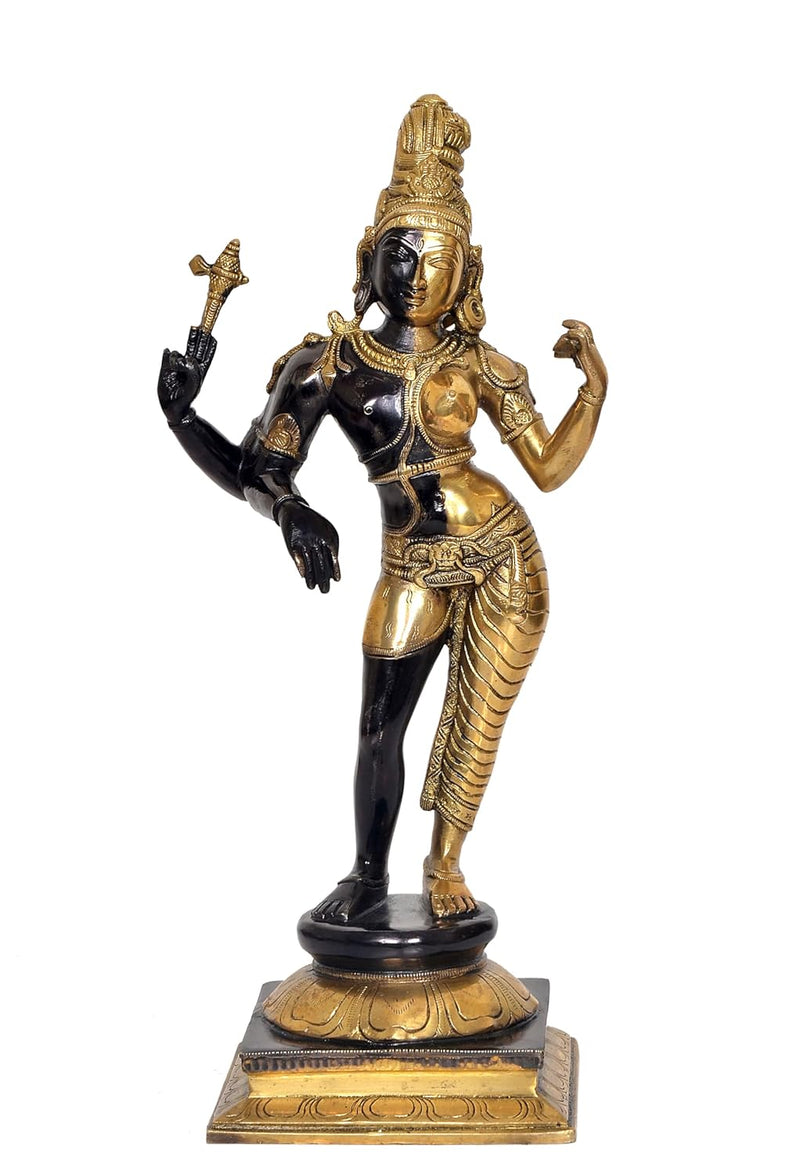 Brass Shiva and Parvati Ardhanrishvara Murti Religious Statue for Home Temple Decor (Height :15 inch)