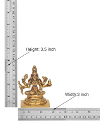 Ashta Lakshmi gold-tone brass mini statue size: 3.5 in height, 3 in width