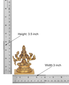 Ashta Lakshmi gold-tone brass mini statue size: 3.5 in height, 3 in width