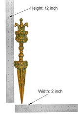 Furba dagger pendant height 12 inch, shown with width 2 inch measurement marks