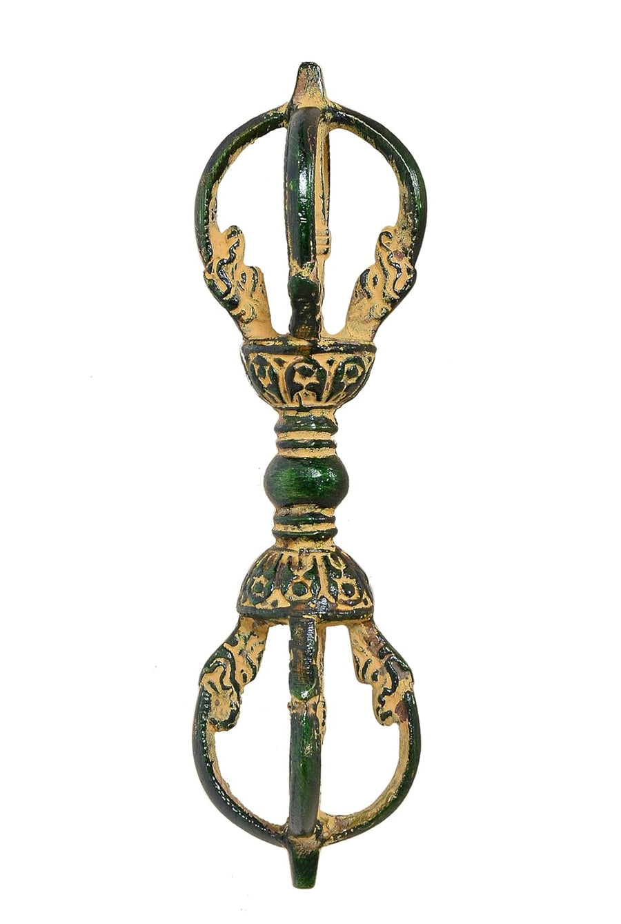 Brass Tibetan Buddhist Eight Pronged Small Dorje in Brass Handmade (Height: 6.5 inch) Craft Detail