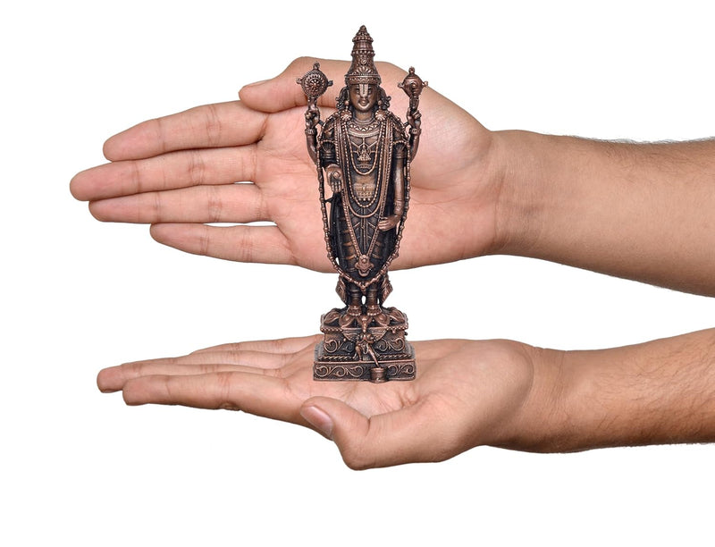 Copper Tirupati Bala ji Statue for Home, Mandir Pooja Decor Idol Color-Copper (Height: 6.5 Inch)