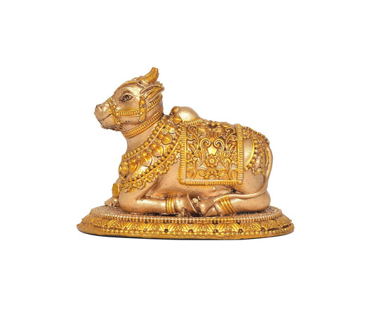 Resin Shiva Seated Nandi Statue – Sacred Nandi Bull Idol for Shiv Temple, Home Decor, Pooja Mandir & Car Dashboard (Height :2 Inches)