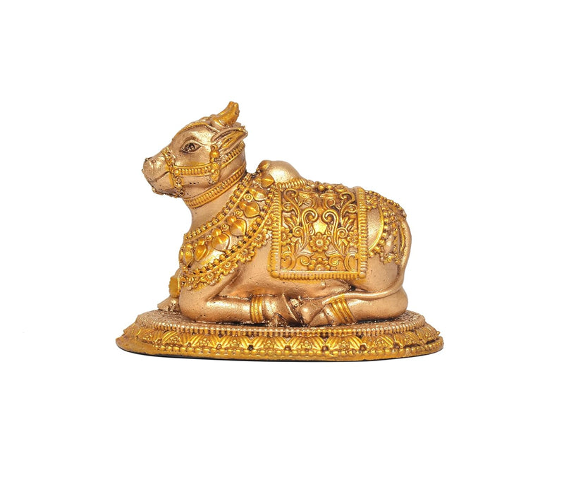 Resin Shiva Seated Nandi Statue – Sacred Nandi Bull Idol for Shiv Temple, Home Decor, Pooja Mandir & Car Dashboard (Height :2 Inches)