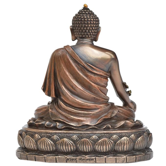 Copper Finish Sitting Buddha Decorative Showpiece - 15.24 cm (Polyresin, Copper)