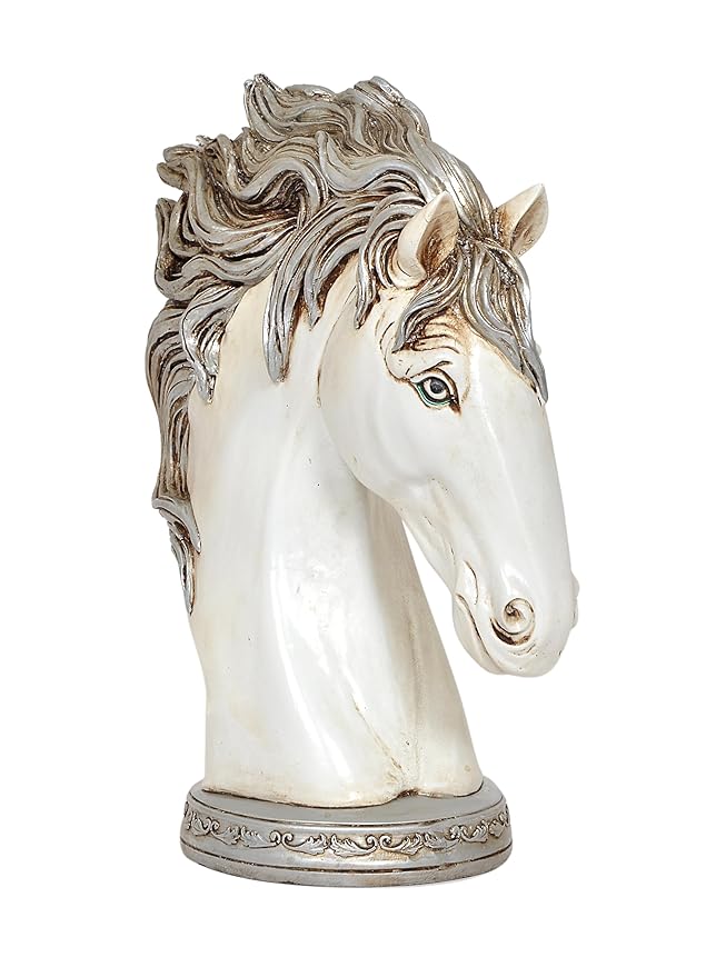Polyresin White Horse Head for Home Decor (Height: 12.5 Inch)