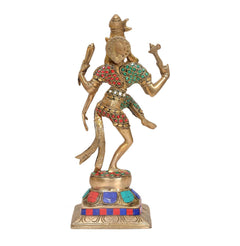 Brass Ardhanrishvara Shiva and Parvati Murti Religious Statue for Home Temple Decor Office Mandir (Height: 12 Inches)