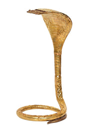 Copper snake naag for shivling pooja stand, side view of coiled body and base ring.