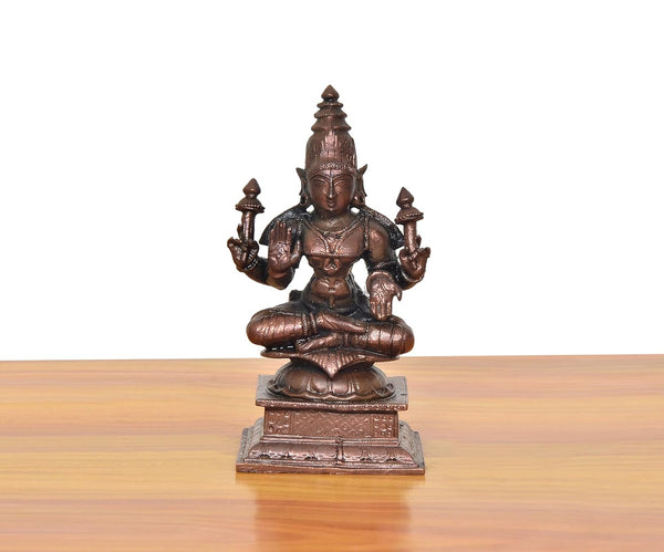 Copper Lakshmi Maa Murti (Height: 4 Inches) Study Setting