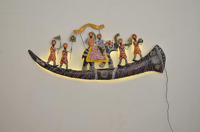 Metal Elephant Darbar Decor Decorative Showpiece Wall Decor Beautifully Handicrafted Gift Item Multicolour Height 24 Inches