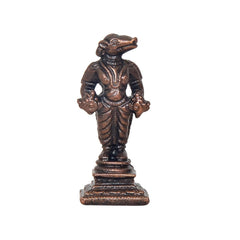 Copper Hayagreeva avatar of Vishnu statue, front view standing figure on pedestal