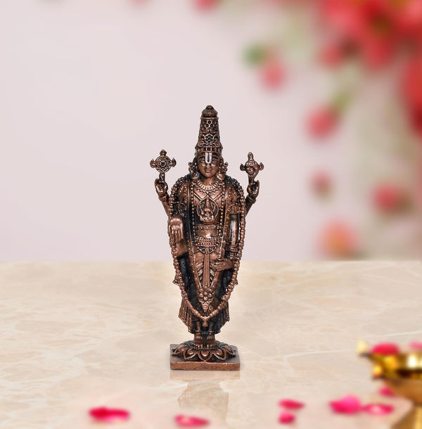 Copper Tirupati Bala ji Statue for Home, Mandir Pooja Decor Idol Color-Copper (Height: 3.5 Inch)