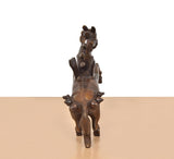 Brass flying horse with wings, rear view, detailed tail and hind legs