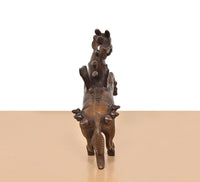 Brass flying horse with wings, rear view, detailed tail and hind legs