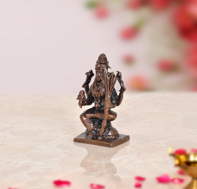 Copper Goddess Rajarajeshvari Idols, Tripura Sundari Murti, Lalita Devi, Rajarajeshwari Sculpture, Raj Rajeshvari Statue,(Height : 2 inch)