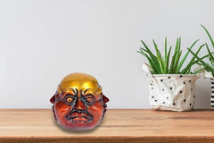 Brass Buddha showpiece head with red-brown and gold finish