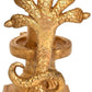 Brass Shiva Linga Under Five Hooded Serpent Protection, Height: 5.3"