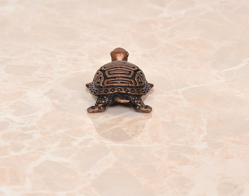 Copper Handcrafted Tortoise Figurine Kachua Unique Home Decor Vastu Accent (Height: 1 inch)