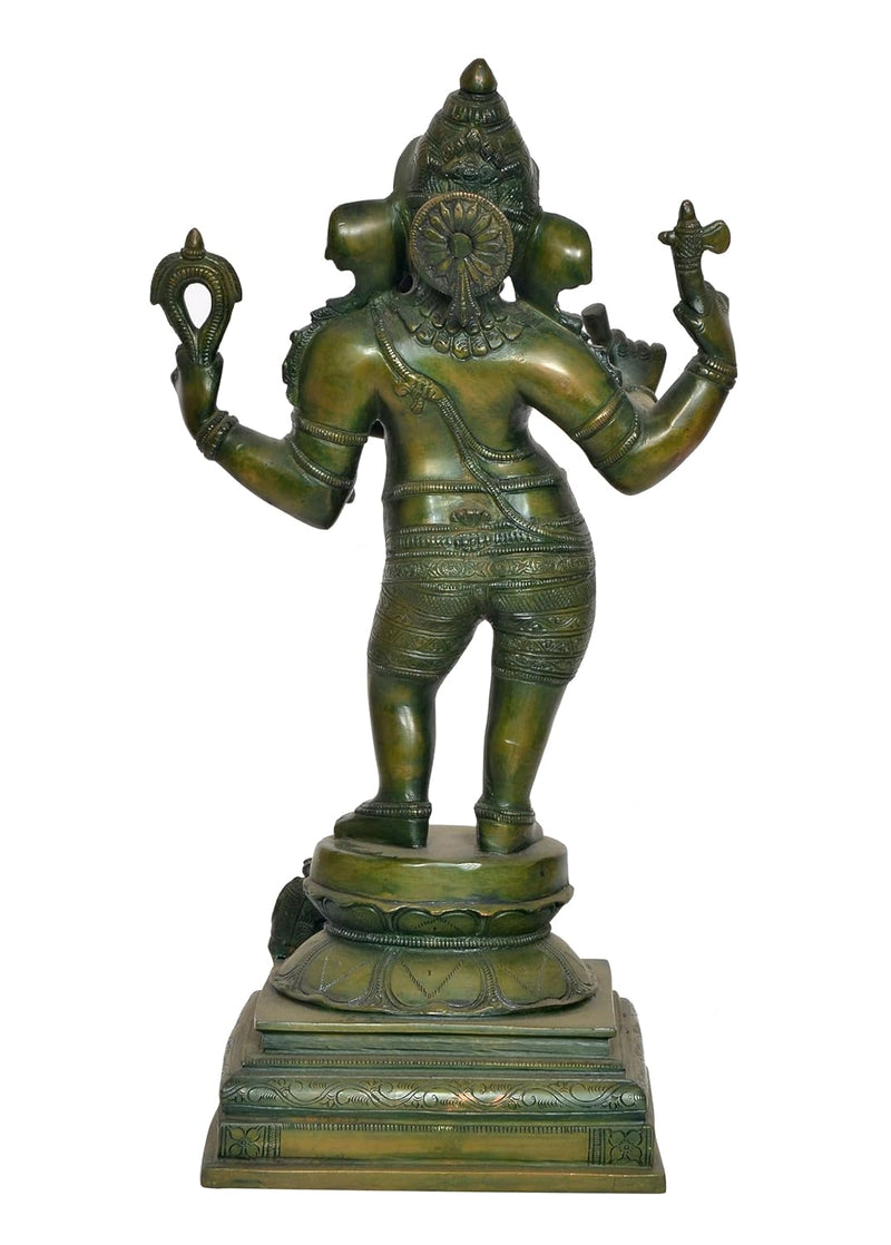 Brass Standing Lord Ganesha Idol Statue Decorative Sculpture for Home Decor Office Mandir Pooja Temple (Height 18 Inch)