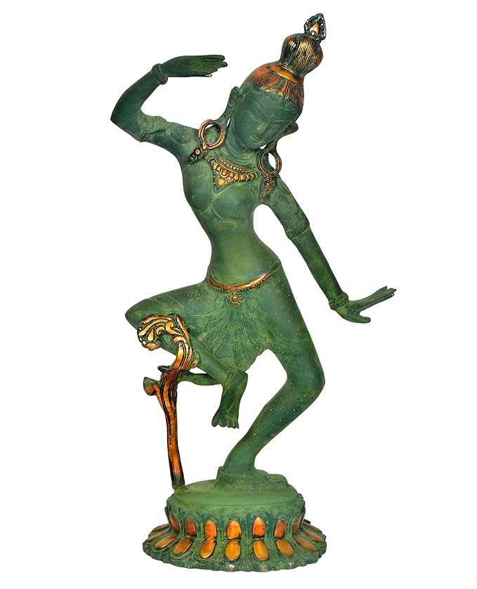 Brass Shiv Parvati Dancing Statue Idol for Temple Home Idols | Height :15 Inches Craft Detail
