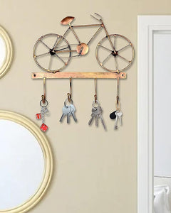 Iron cycle keychain wall art with hooks and hanging keychains, 11 inch showpiece