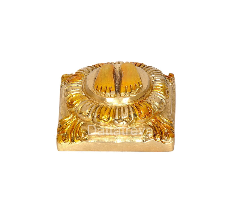 Lakshmi Charan Paduka Divine Footprints of Goddess Lakshmi for Wealth and Prosperity Brass Finish (Length: 1.5 Inches)