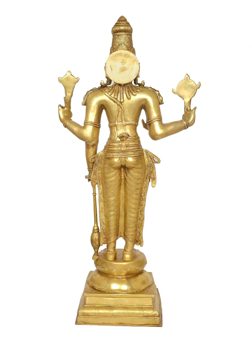 Brass Big Size Lord Vishnu Standing Idol (Height: 37 Inch)