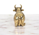 Superfine Brass Nandi idol, rear view with twin horns and textured back details
