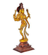 Brass Ardhanrishvara statue from the right, dual hands and flowing sash details