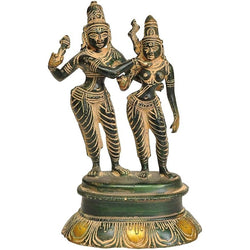 Brass Shiva-Parvati, Height: 5.5 Inch