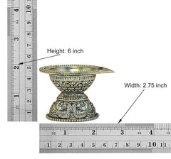 Brass diya size chart: Height 6 inch, Width 2.75 inch