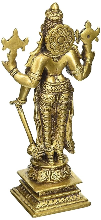 Lord Vishnu The Sustainer of Universe Brass Statue Height 8 Inches