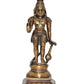 Brass Standing Blessing Hanuman Idol - Hindu Deity Statue for Home Temple Office Decor (Height: 12 Inch)