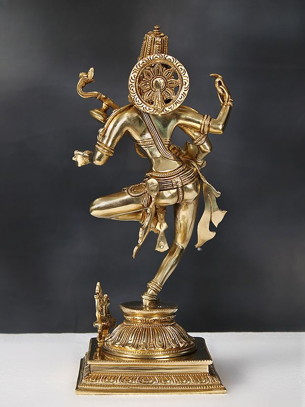 Superfine Brass Sculpture of Dancing Goddess Saraswati 14 inches