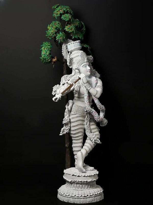 Brass Lord Krishna Playing Bansuri Idol (Height :58 Inches)