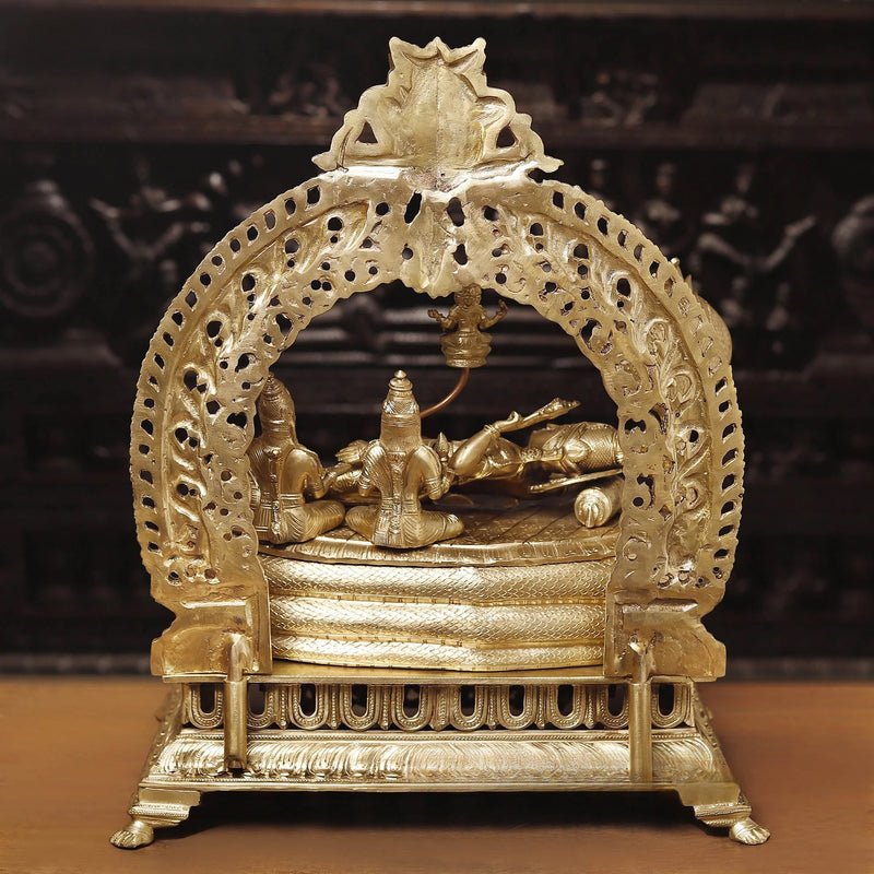 Brass Large Size Vishnu on Sheshnag with Lakshmi, Brahma and Dashavatara Statue (Height: 26 Inches)